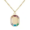 Tomfoolery 9ct Yellow Gold Rainbow Grande Octagon Pendant New
