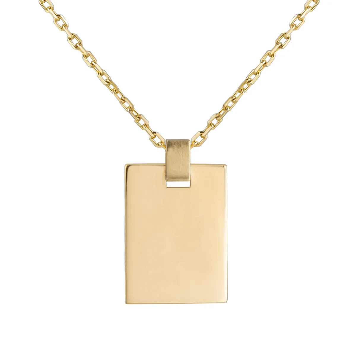 Tomfoolery 9ct Yellow Gold Rectangle tag Pendant Hot