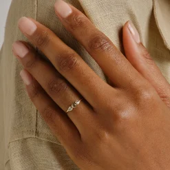 Tomfoolery 18ct Yellow Gold Round & Pear Three Stone Rose Cut Diamond Ring Sale