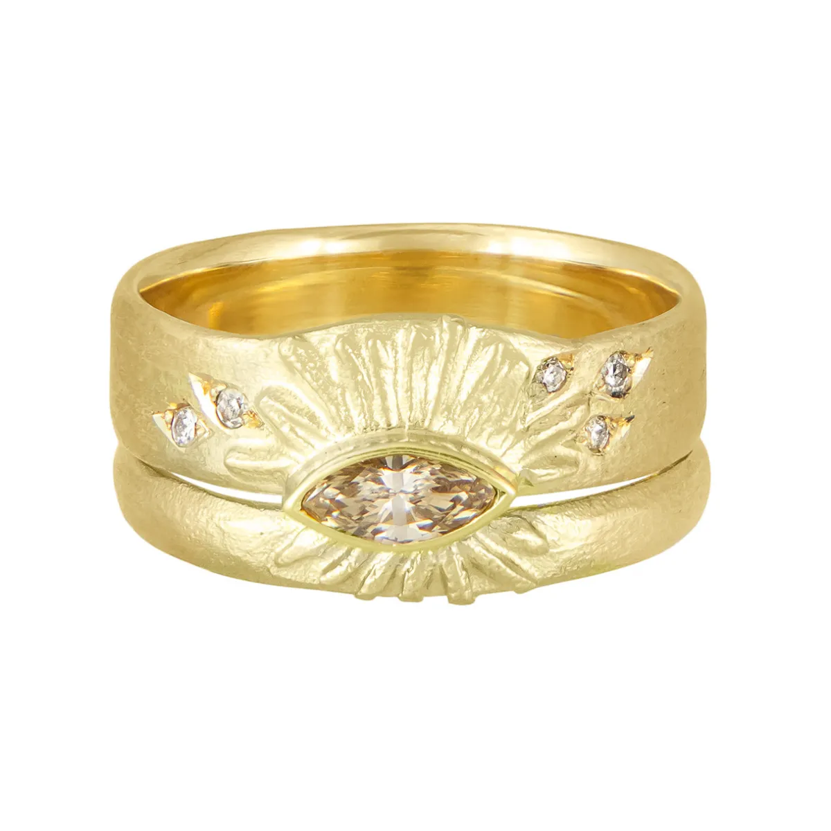 Tomfoolery 18ct Yellow Gold Sun Ray Band Ring Fashion