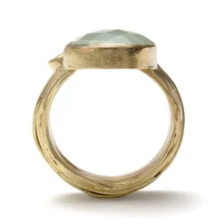 Tomfoolery 18ct Yellow Gold Wrap Ring with Rose Cut Aquamarine & Diamond Discount