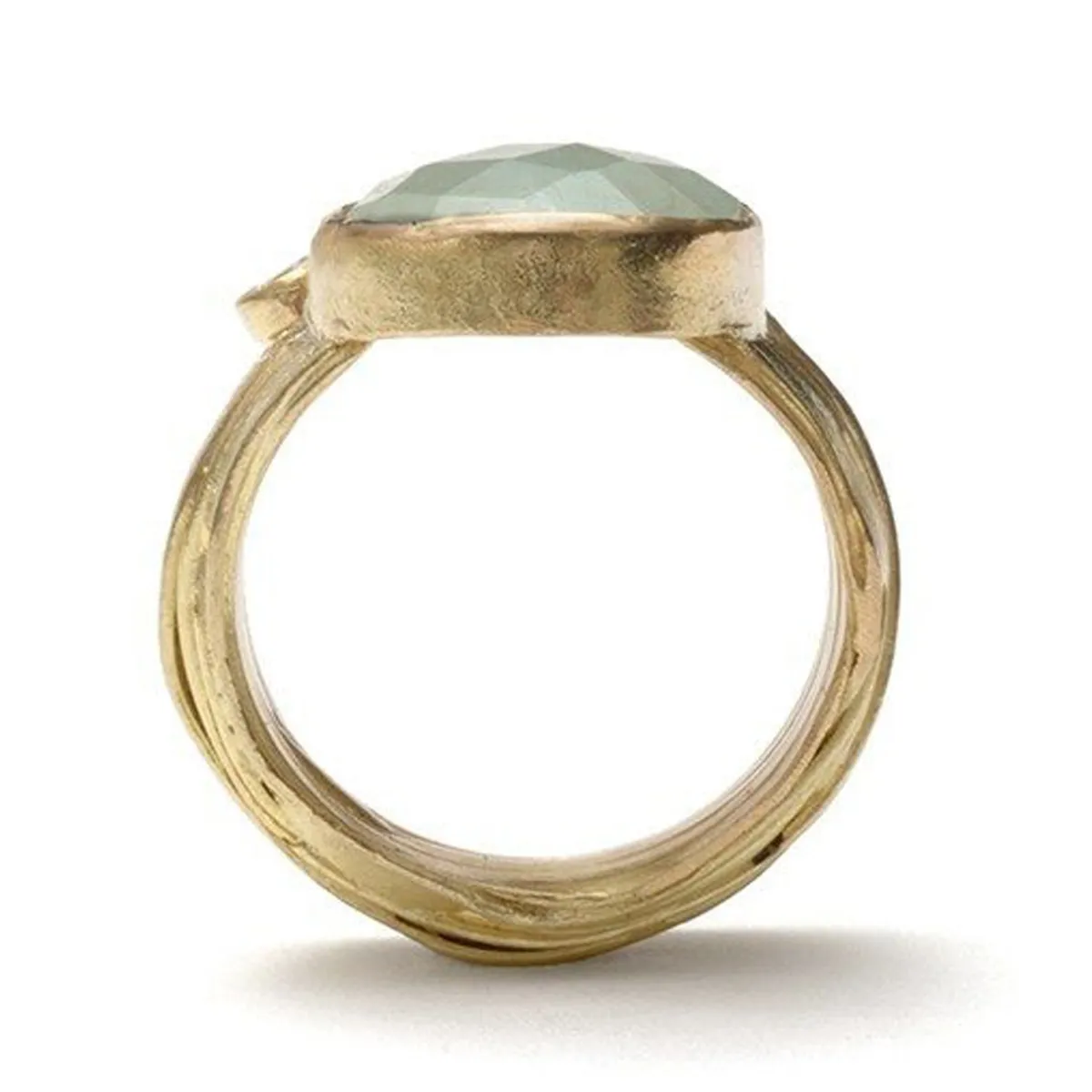 Tomfoolery 18ct Yellow Gold Wrap Ring with Rose Cut Aquamarine & Diamond Discount