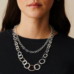 Tomfoolery Curve Circle Chain Necklace New