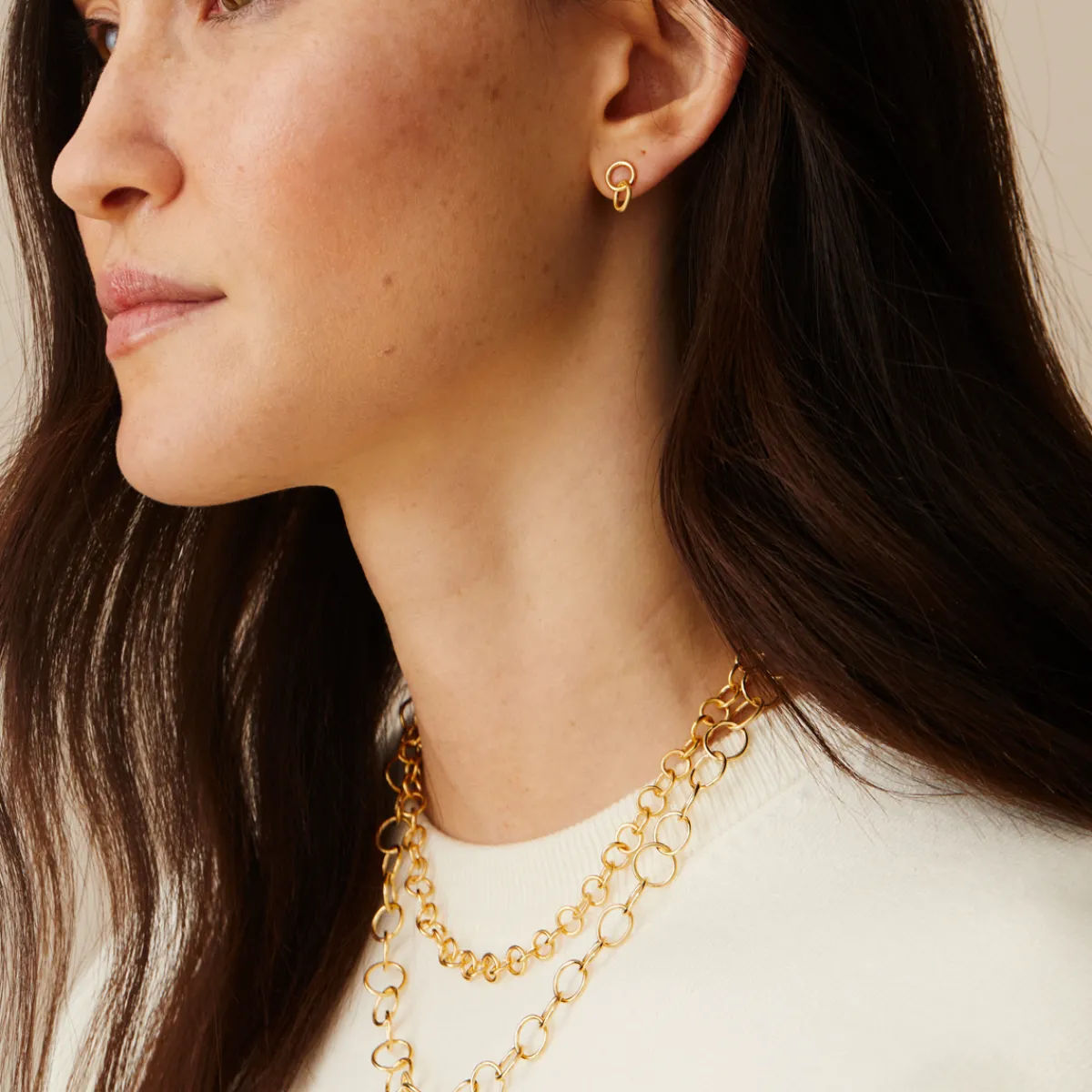 Tomfoolery Curve Double Circle Link Drop Earrings Clearance