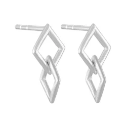 Tomfoolery Curve Double Diamond Link Drop Earrings Hot