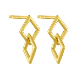 Tomfoolery Curve Double Diamond Link Drop Earrings Hot