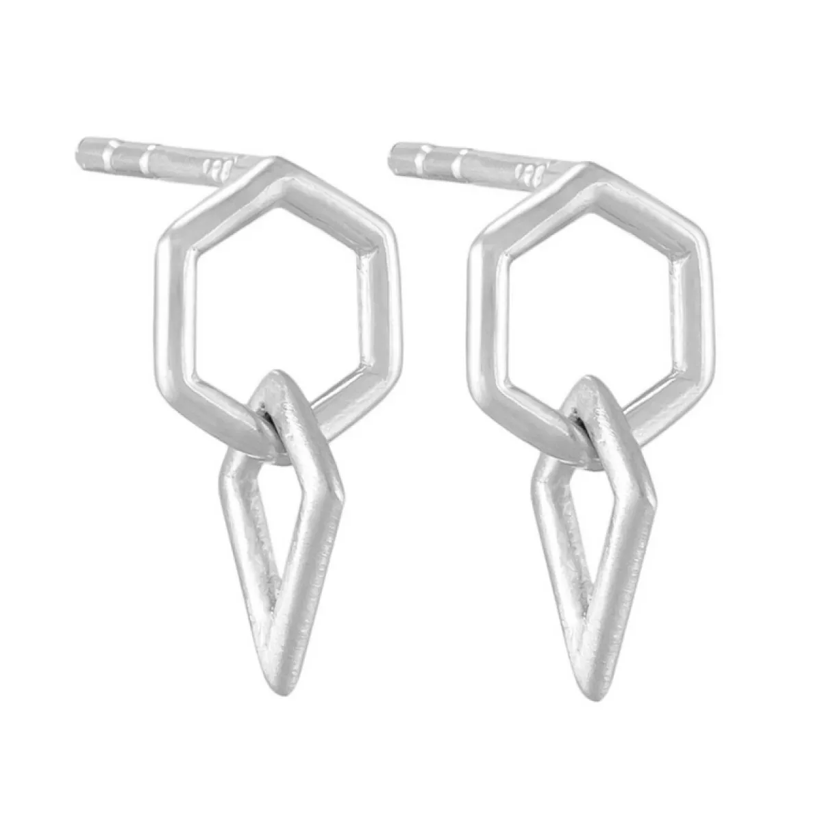 Tomfoolery Curve Hex and Kite Link Drop Earrings New