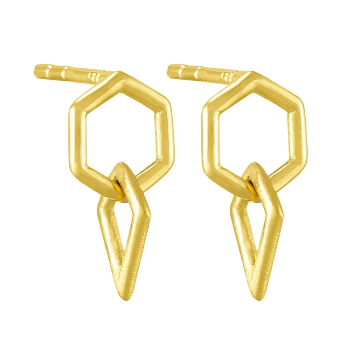 Tomfoolery Curve Hex and Kite Link Drop Earrings New