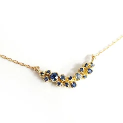 Tomfoolery Curved Grand Cluster Necklace with Blue Sapphires Discount