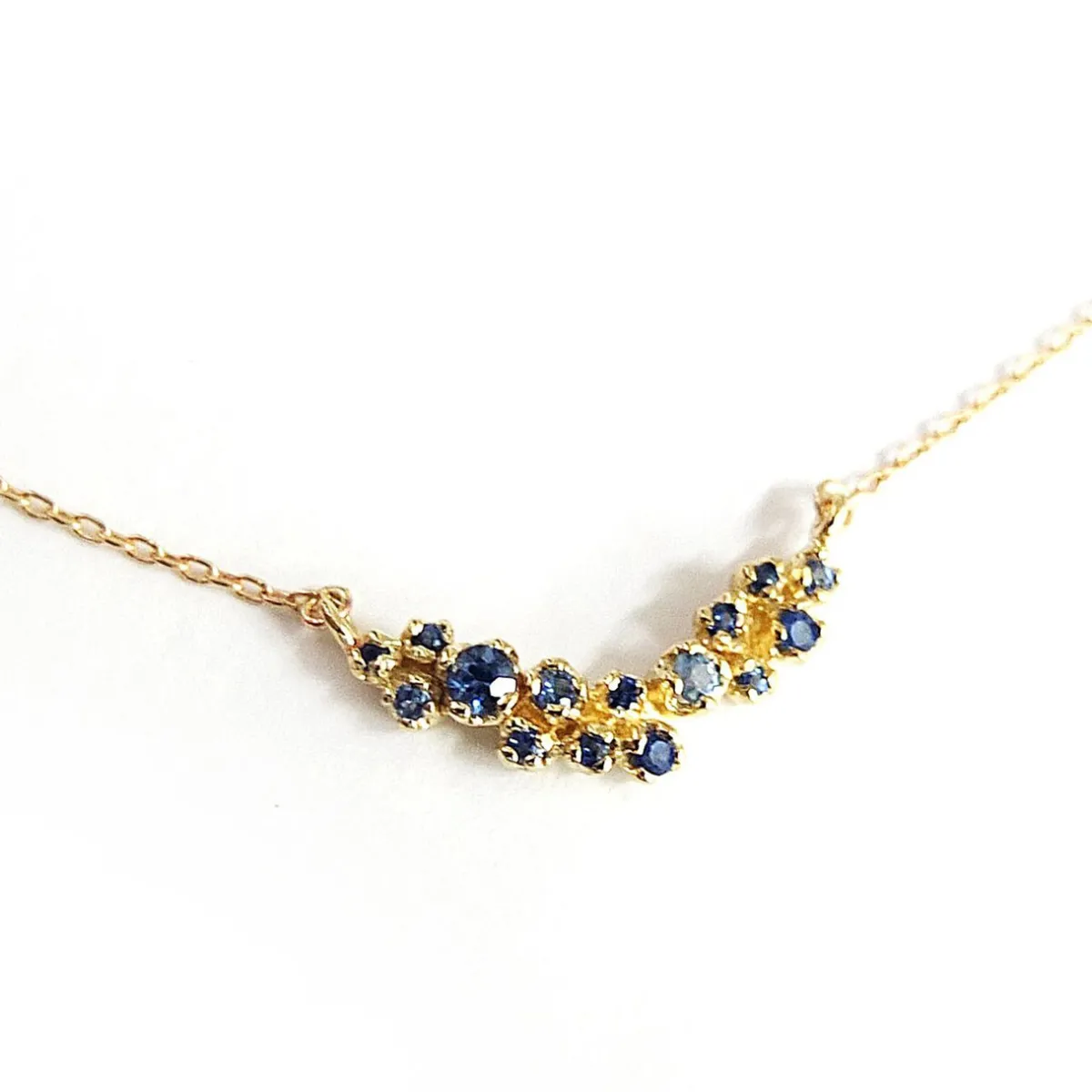 Tomfoolery Curved Grand Cluster Necklace with Blue Sapphires Discount
