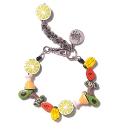 Tomfoolery Cutie Fruity Ceramic Tropical Charm Bracelet New