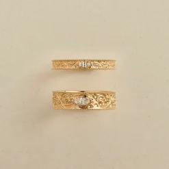 Tomfoolery Dala Narrow Diamond Engraved Band New