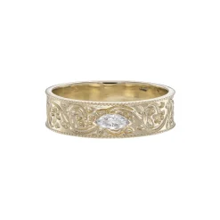 Tomfoolery Dala Wide Diamond Engraved Band New