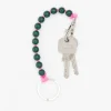 Tomfoolery Dark Green & Pink Perlen Short Wooden Beaded iPhone & Keychain Discount