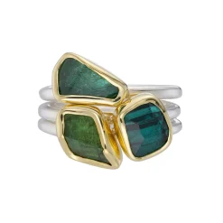 Tomfoolery Dark Green Tourmaline Triple Band Ring Discount