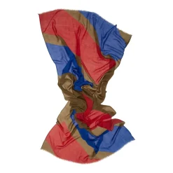 Tomfoolery Dark Red, Royal Blue and Khaki Geometric Scarf Online