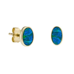 Tomfoolery Deep Blue Opal Oval Studs Clearance