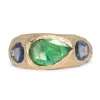 Tomfoolery Deep Green & Blue Sapphire Three Stone Tapered Ring Sale