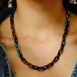 Tomfoolery Denim Titanium Anchor Chain Necklace Online
