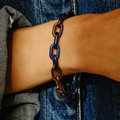 Tomfoolery Denim Titanium Anchor Chain Bracelet Fashion