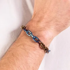 Tomfoolery Denim Titanium Anchor Chain Bracelet Fashion