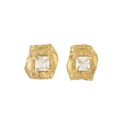 Tomfoolery Deti Gold White Sapphire Studs Fashion