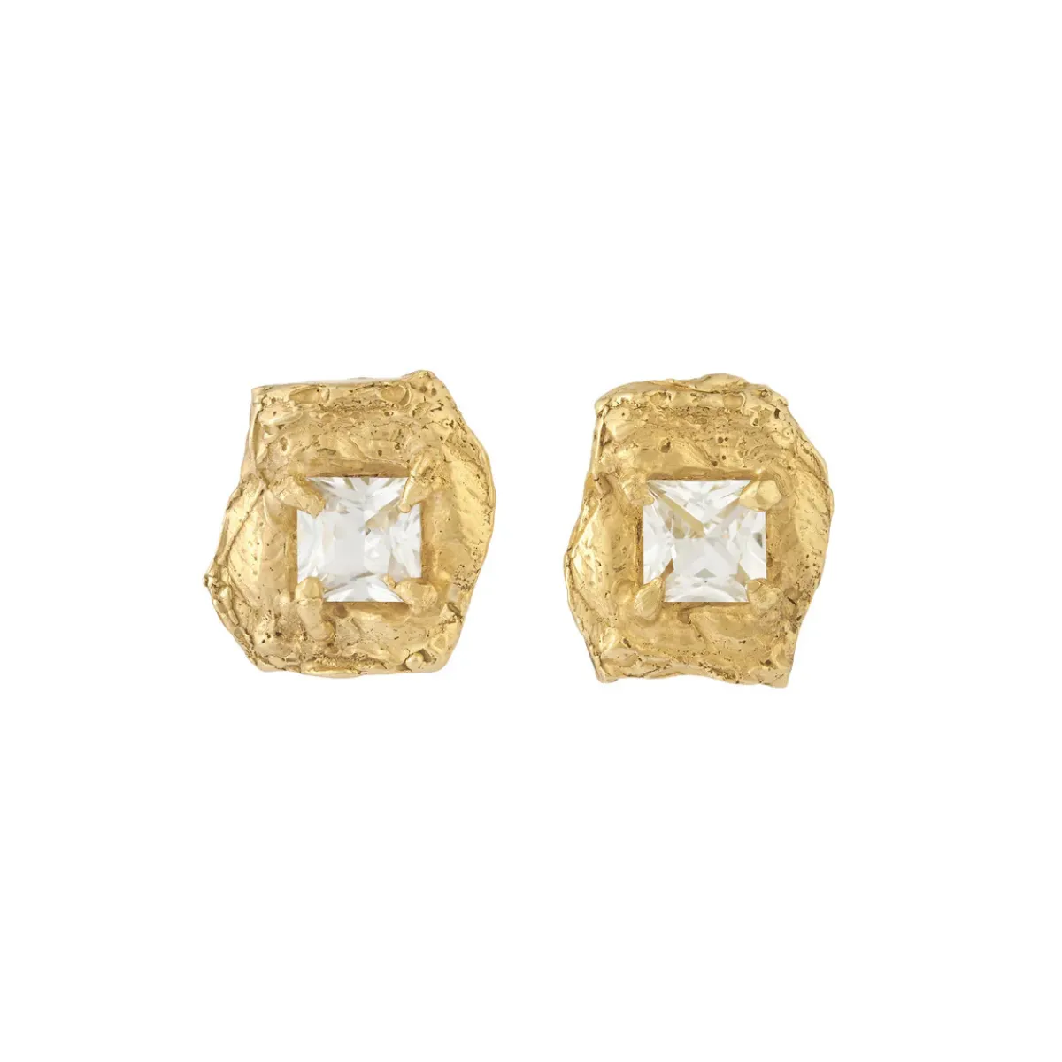 Tomfoolery Deti Gold White Sapphire Studs Fashion