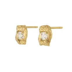 Tomfoolery Deti Gold White Sapphire Studs Fashion