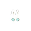 Tomfoolery Diagonal aqua square drop earrings Discount