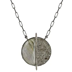 Tomfoolery Diamond & Oxidised Silver Large Elson Pendant(Out of Stock) Best