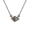 Tomfoolery Diamond & Oxidised Silver Leila Pendant New