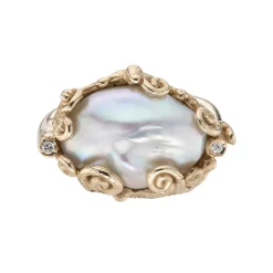 Tomfoolery Diamond & Pearl Trilogy Art Ring Discount