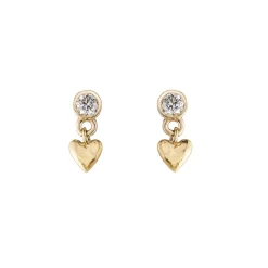 Tomfoolery Diamond Baby Heart Earrings New