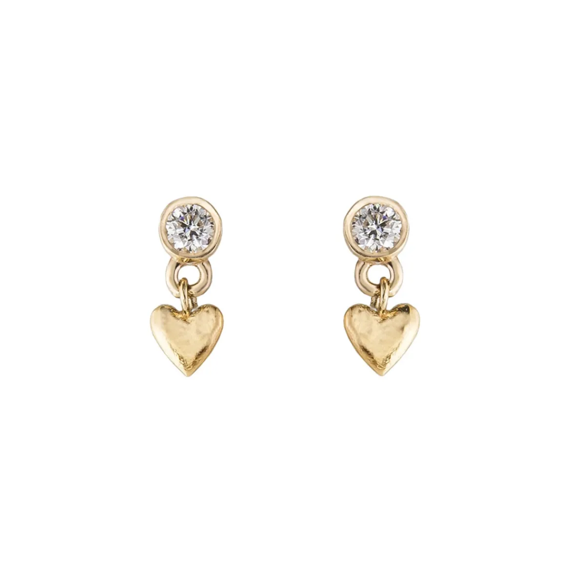 Tomfoolery Diamond Baby Heart Earrings New