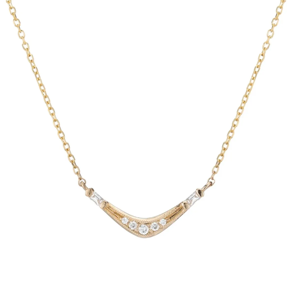 Tomfoolery Diamond Baguette Wave Necklace Hot