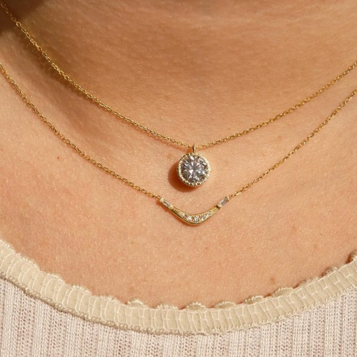 Tomfoolery Diamond Baguette Wave Necklace Hot