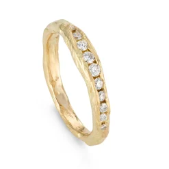 Tomfoolery Diamond Crested Half Channel Ring New
