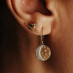 Tomfoolery Diamond Mini Saturn Single Earring Hot