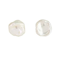 Tomfoolery Diamond Set Keshi Pearl Studs Fashion