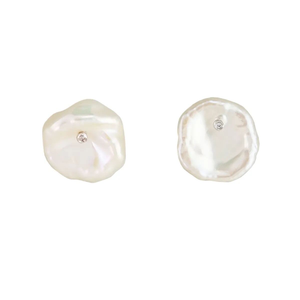 Tomfoolery Diamond Set Keshi Pearl Studs Fashion