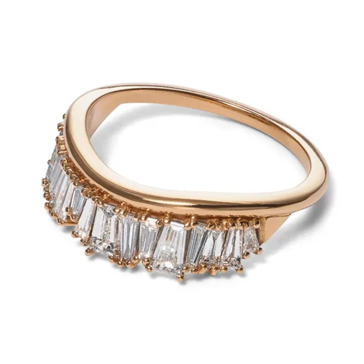 Tomfoolery Diamond Single Ruched Band Ring in 20ct Rose Gold Best