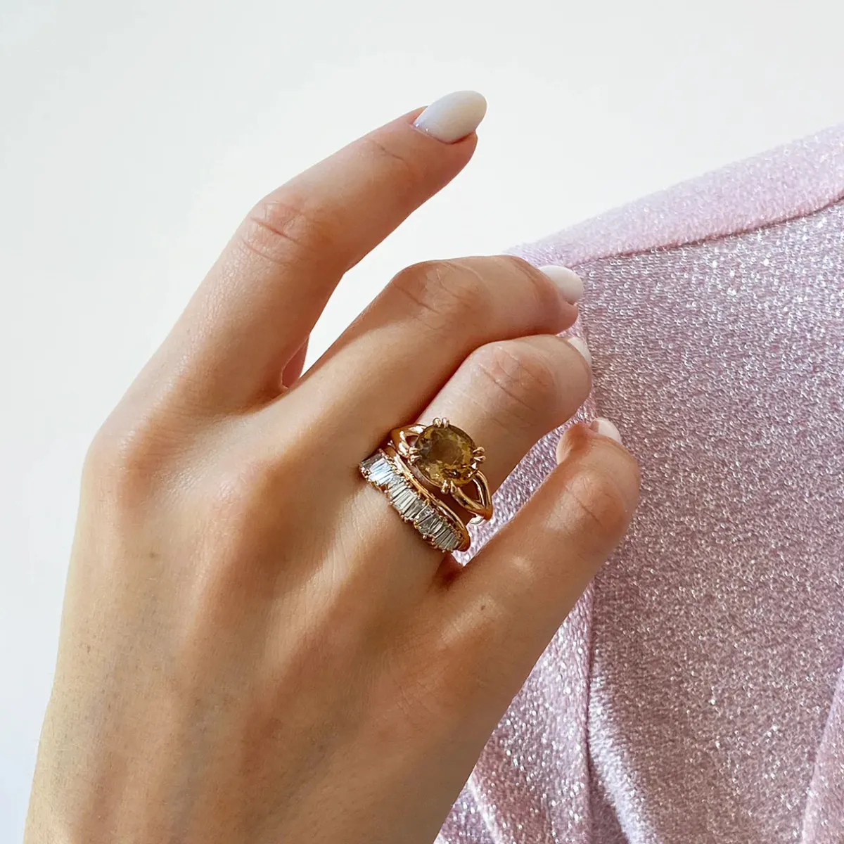 Tomfoolery Diamond Single Ruched Band Ring in 20ct Rose Gold Best