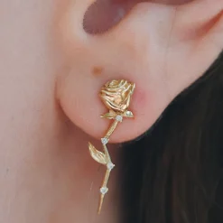Tomfoolery Diamond Stem Rose Single Earring Online