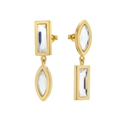 Tomfoolery DRESS Gold Asymmetric Duo Drop Earrings Clearance