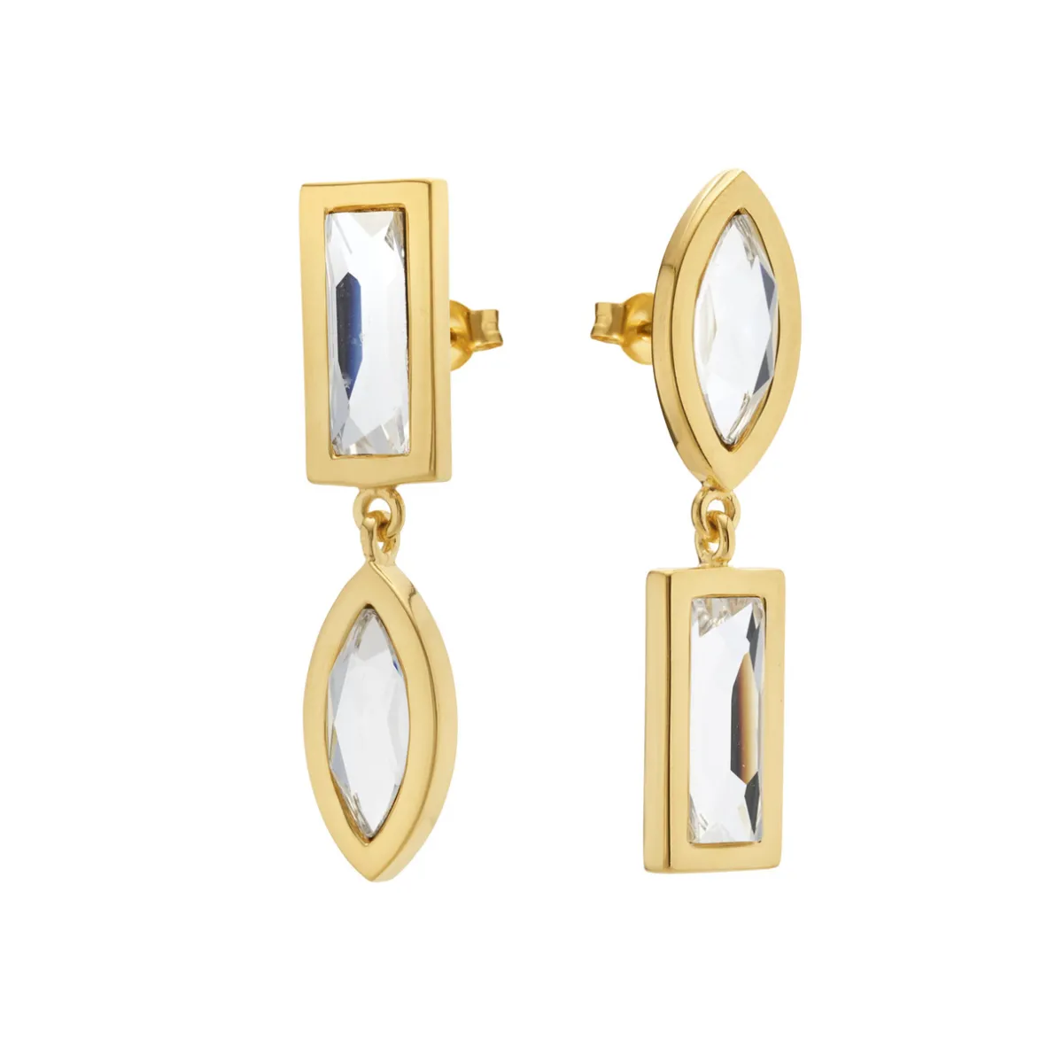 Tomfoolery DRESS Gold Asymmetric Duo Drop Earrings Clearance