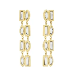 Tomfoolery DRESS Gold Statement Drop Earrings New