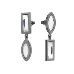 Tomfoolery DRESS Gunmetal Asymmetric Duo Drop Earrings Best