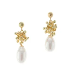 Tomfoolery Droplet Pearl 18ct Gold Earrings Clearance