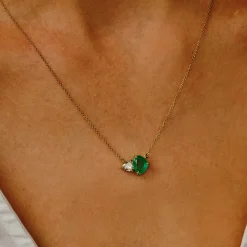Tomfoolery DUO Emerald & Heart Diamond Pendant Online
