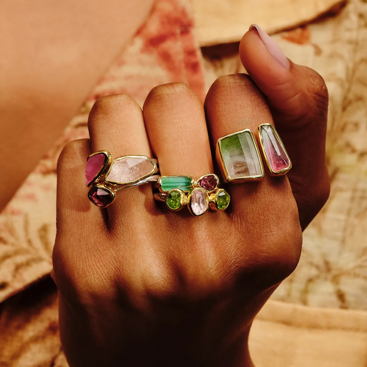 Tomfoolery Duo Split Watermelon Tourmaline Statement Ring Online